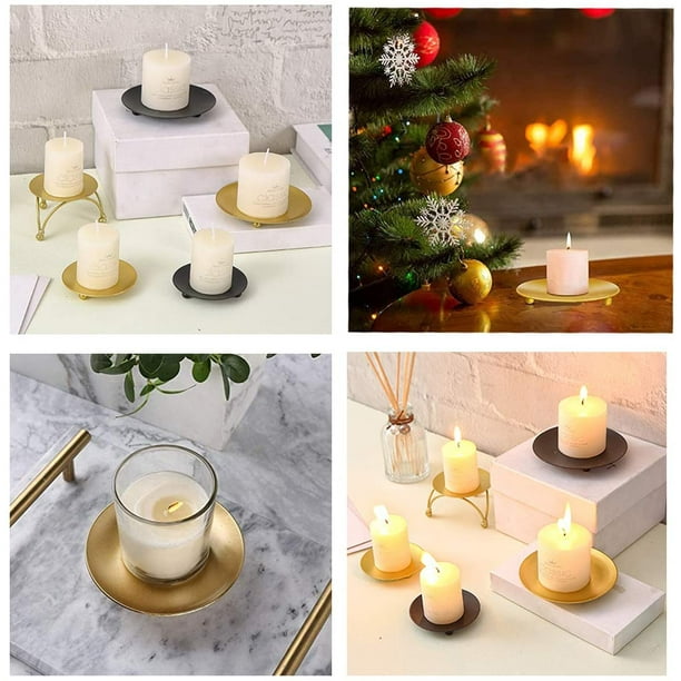Portavelas Decorativo De Placa De Hierro, Soporte Para Velas LED Y De Cera, Spa, Baño, Bodas, 4.33x0.78 Pulgadas, Juego De 4 (Dorado
