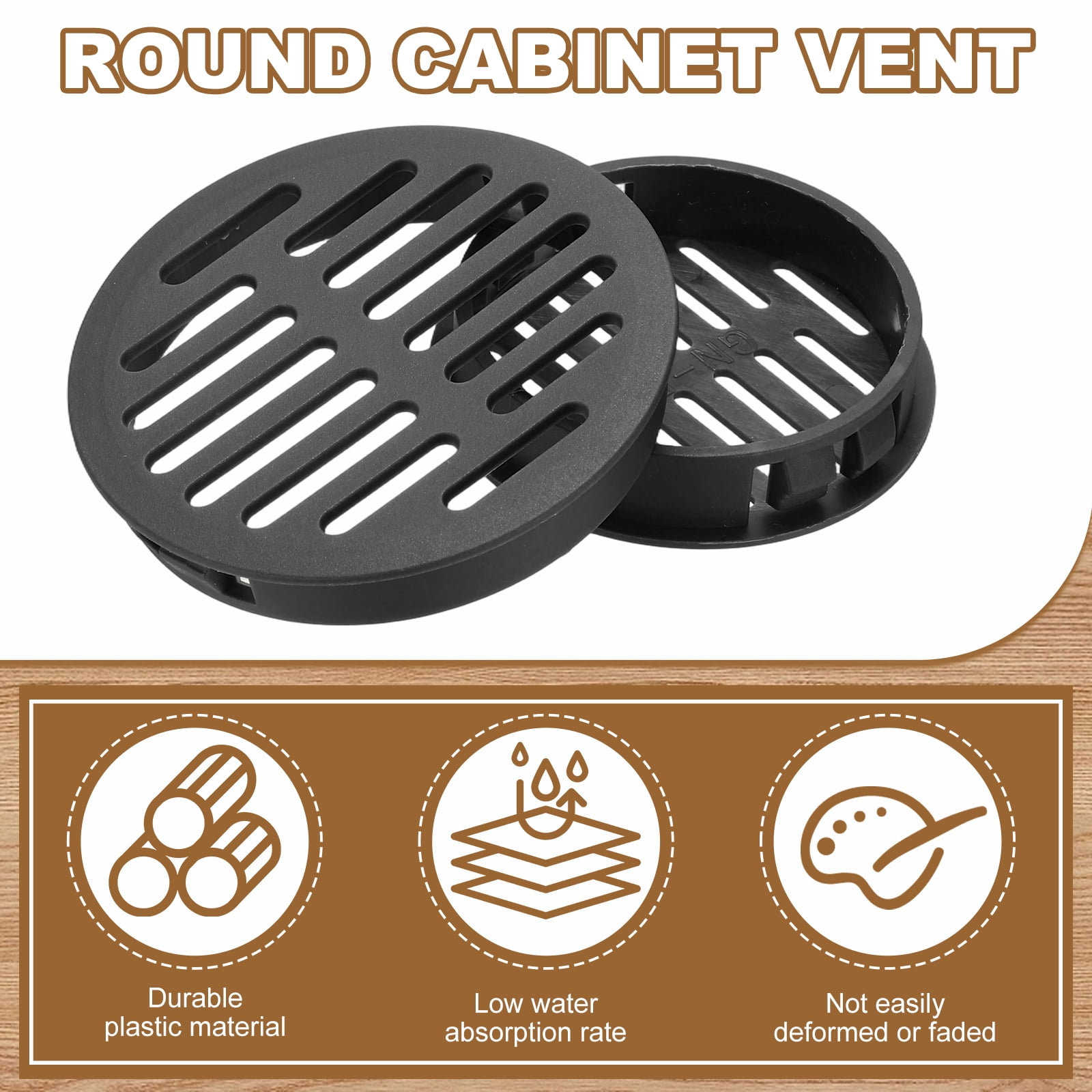 Uxcell 25pcs Round Cabinet Vent 3.15" (80mm Openings) Plastic Circular Soffit Exhaust Vent Soffit Louver Vent Mesh Hole for Bathroom Home Office Kitchen Cabinet Wardrobe, Black
