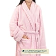 thumbnail image 3 of PAVILIA Premium - Albornoz suave de felpa para mujer, forro polar cálido y esponjoso, Sherpa Shaggy (2XL/3XL rosa claro), 3 of 5