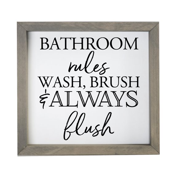 Modern Bathroom Decor Framed Shadow Box 11.5x11.5 (Bathroom Rules)