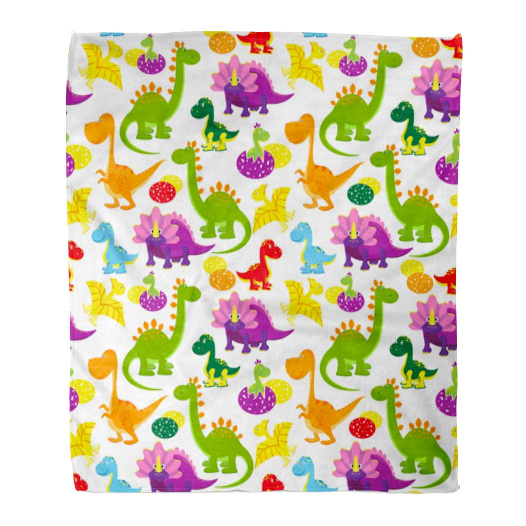 HATIART Flannel Throw Blanket Nursery White Dino Baby Dinosaurs Kids