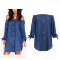 thumbnail image 2 of Mujeres Atractivas Del Hombro De De De Blusa Ocasional S De Color Azul Macarena vestido, 2 of 8