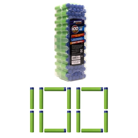 Adventure Force 100 Dart Blaster Refill Pack, Foam - Universal Design Compatible with Most Standard Full-Length NERF Elite and XShot Dart Blasters, 8 