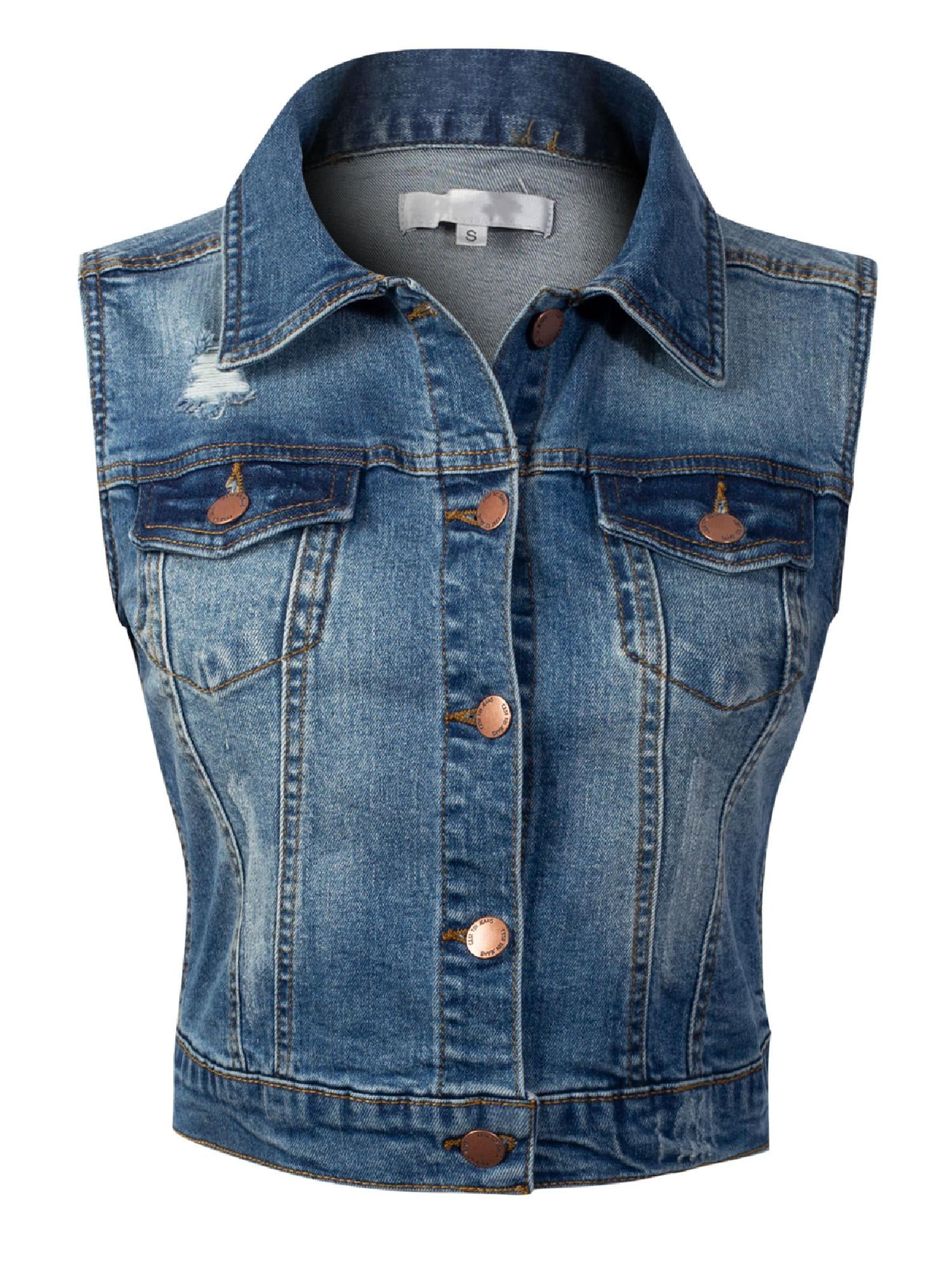 sleeveless cropped denim jacket