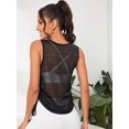 thumbnail image 2 of High-quality SweatyRocks Women's Sleeveless Scoop Neck Shirt Contract Mesh Racerback Tank Top, 2 of 5