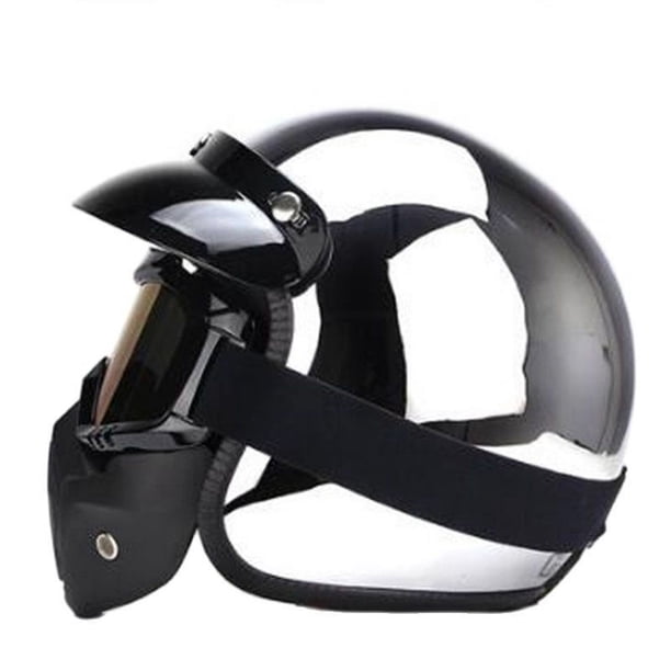 Casco de coche eléctrico con batería retro para hombre y mujer de Four Seasons, con revestimiento reflectante de espejo plateado, medio casco, gorro de motocicleta genial