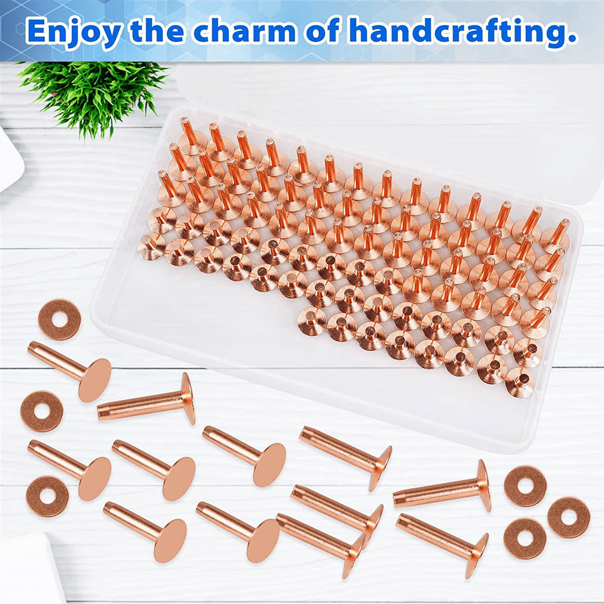 154Pcs Copper Rivets for Leather, Leather Rivets, Pure Copper Rivets and Burrs for Leather Work Jeans Jacket