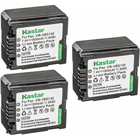 Kastar 3-Pack VW-VBG130 Battery Replacement for Panasonic HDC-SD200 HDC-SD300 HDC-SD600 HDC-SD700 HDC-SD707 HDC-SDT750 HDC-SDT750K HDC-SX5 HDC-SX5EB-S HDC-SX5EG-S HDC-SX5GCS-S Camera