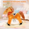 thumbnail image 4 of Trendix Plush Rocking Horse Toy with Interactive Sounds, Wooden Rockers, Wagging Tail Rocking Chair, 50kg Load Capacity, 23" Height, Dark Brown (Battery not included), 4 of 7