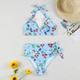 thumbnail image 1 of Trajes de baño para mujer, Trajes de baño para mujer, Traje de baño estampado con cordones y abertura, Conjunto de traje de baño para mujer, 1 of 7