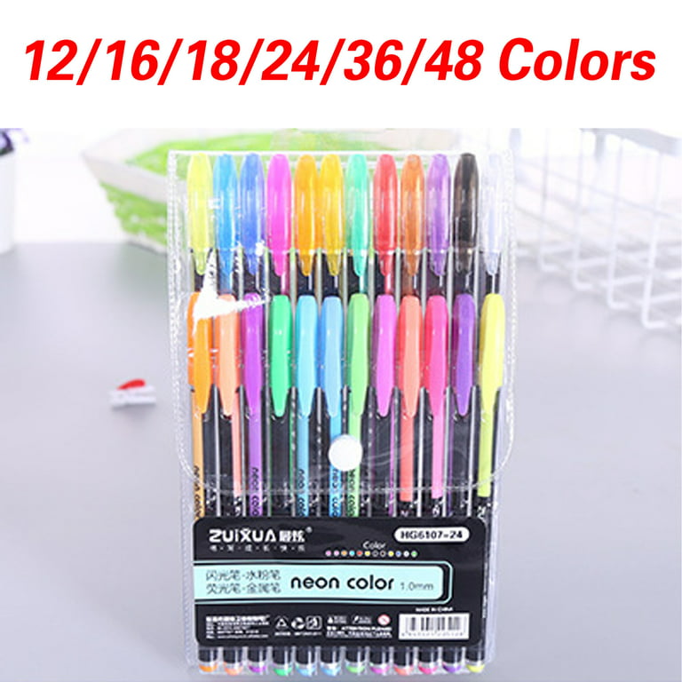 Gel Pens for Adult Coloring Books 48 Glitter Gel Ink Pen Set with Case - Perfect
