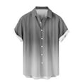 thumbnail image 4 of Men's Gradient Striped Dress T Shirt Casual Button Down Short Sleeve Blouse Summer Formal Business Lapel Shirts, 4 of 5