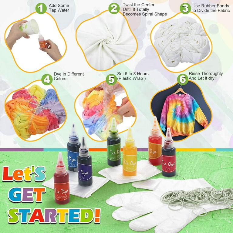 lenbest Tie Dye Kit, Tie-Dye Kits for Dyeing Fabric, Fashion DIY Clothes Fabric Textile Paints Set, Creative Art Craft for Kids & Adults (20 Colo