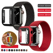 Braided Solo Loop Strap Case for Apple Watch Bands 45mm 41mm 44mm 40mm ,Nylon Fabric Elastic Wristband Bracelet iWatch Series 7 6 5 4 SE