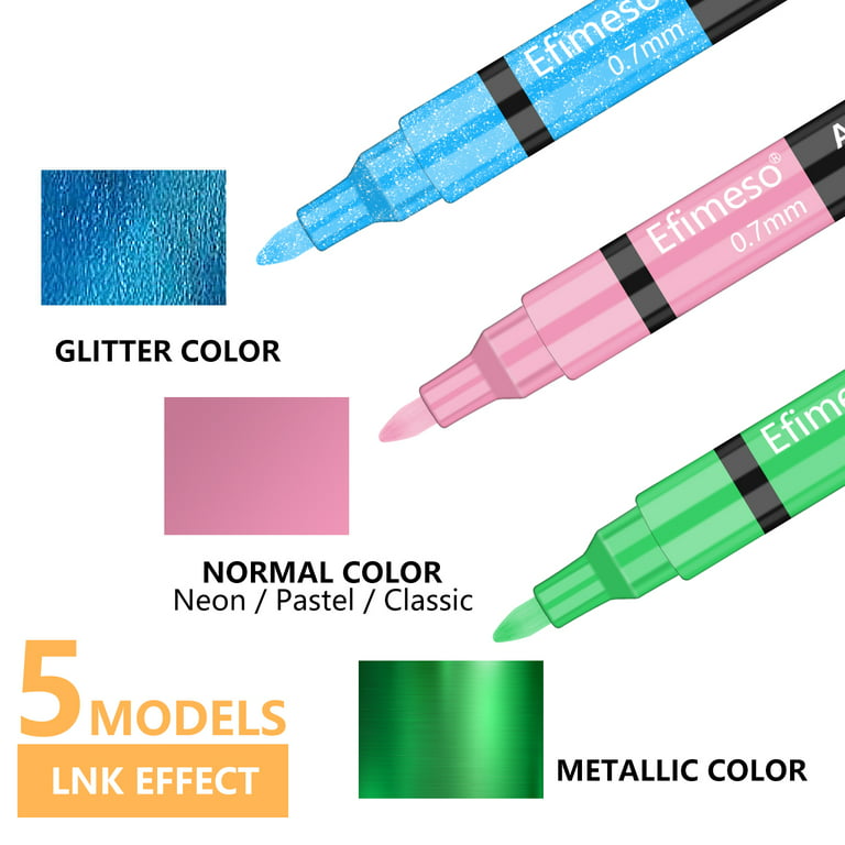 FUMILE fumile acrylic paint pens, 60 colors paint marker pen set include  metallic color (12 pcs) and normal color (48 pcs). ideal fo