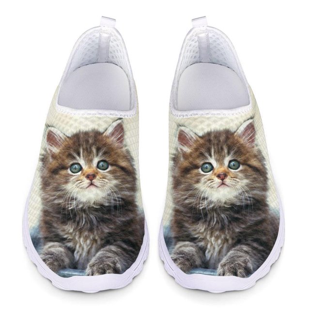 Zapatos para mujer, lindos zapatos planos sin cordones con estampado 3D de gato negro, zapatos transpirables para mujer para primavera/otoño, zapatos suaves antideslizantes