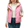 thumbnail image 2 of Toddler Girl Puffer Vest Sherpa Lined Fleece Lined Hooded Sleeveless Gilet Zip Snap Winter Warm Outerwear Waistcoat with Zipper Pockets for Kids, 2 of 8