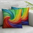 thumbnail image 3 of COMIO  Rainbow Throw Pillow Cover Abstract Swirl Rainbow Blue Green Red and Orange Colors Wave Blend Dark Background Decorative Rectangular Pillowcase for Sofa and Bed Couch, 3 of 5