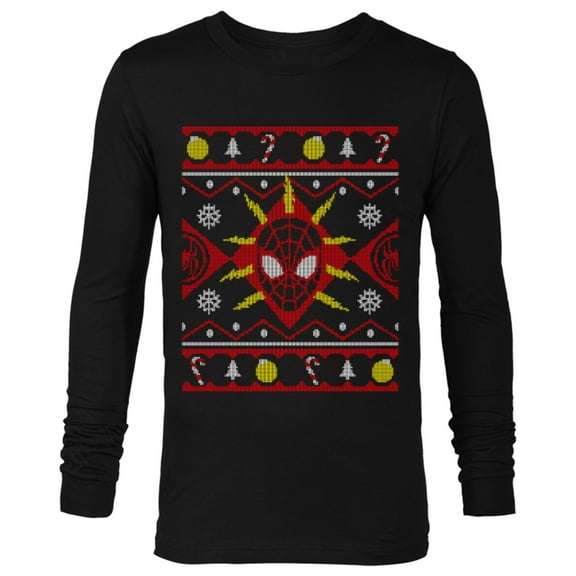 Marvel Spider-Man Miles Morales Ugly Christmas Sweater - Long Sleeve T-Shirt for Men - Customized-Black