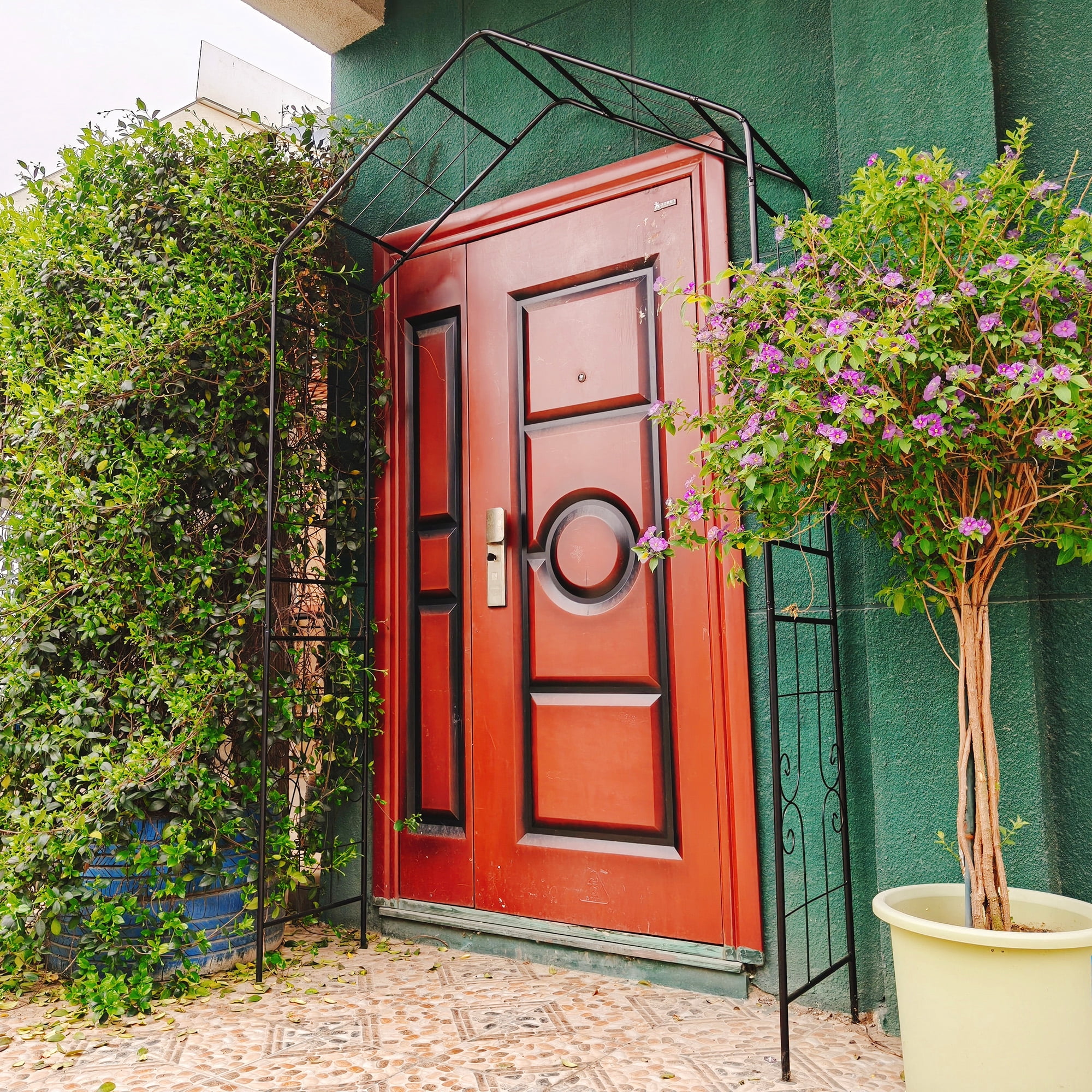 Garden Arch, Climbing Plants Support Rose Arch Outdoor Black L56.3" x W16.93" x H94.5"