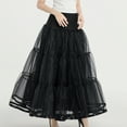 thumbnail image 3 of SWSMCLT Women's Maxi Petticoat Tulle Skirt Summer Bubble Skirt Ruffle Skirt Bustle High Waist Wedding Flowy A Line Fall Fashion Black Small, 3 of 4