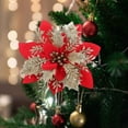 thumbnail image 5 of 10 Piece Christmas Tree Flower Decorations Set with Easy Clip Attachment, Artificial Festive Ornaments for Holiday Party Decorating, Vibrant Red Gold Silver Plastic Flowers, 5 of 6