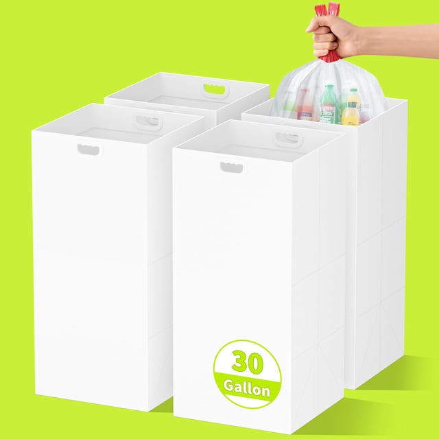 Botes de basura desechables de 113.56 L para fiestas paquete de 4 blancos