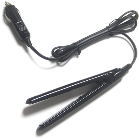 Car Portable 2-in-1 Mini Hair Straightener, Tourmaline Flat Iron for Short Hair, Anti-Curl Flat Iron for All Hair Types (Black)