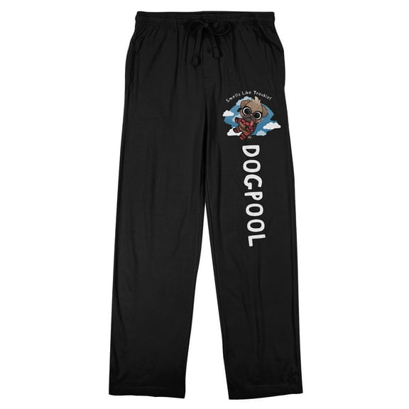 Deadpool Dogpool Smells Like Trouble Men's Black Sleep Pajama Pants-Medium