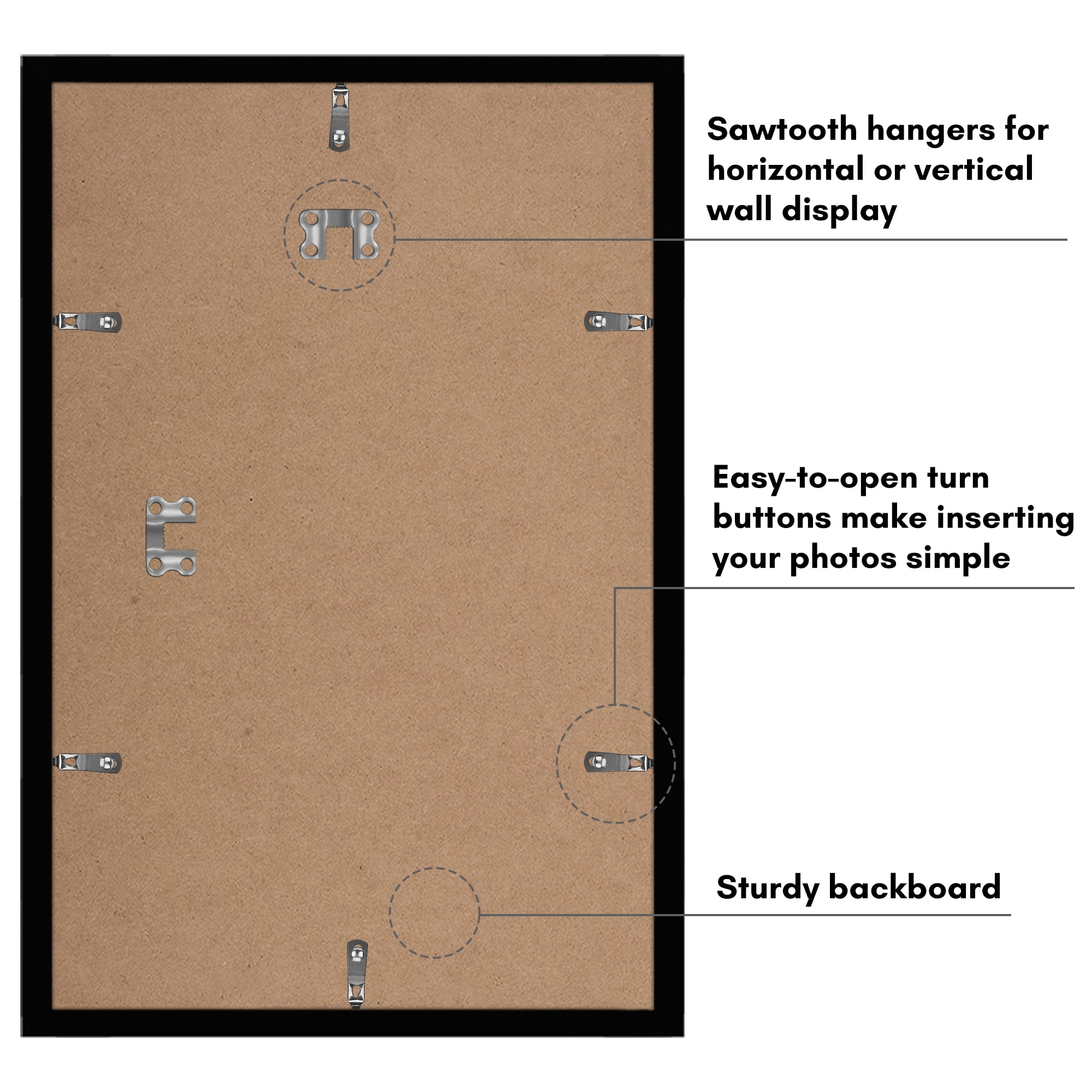 Americanflat 11x17 Picture Frame with Polished Plexiglass 5 Pack Galleria Collection Frames Wall - Black