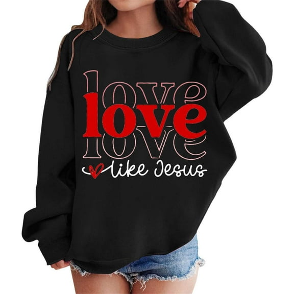 Byoo Oversized Sweatshirt for Toddler Girl Valentine Cute Letter Graphic Crewneck Long Sleeve Pullover Tops Sport Daily Clothes