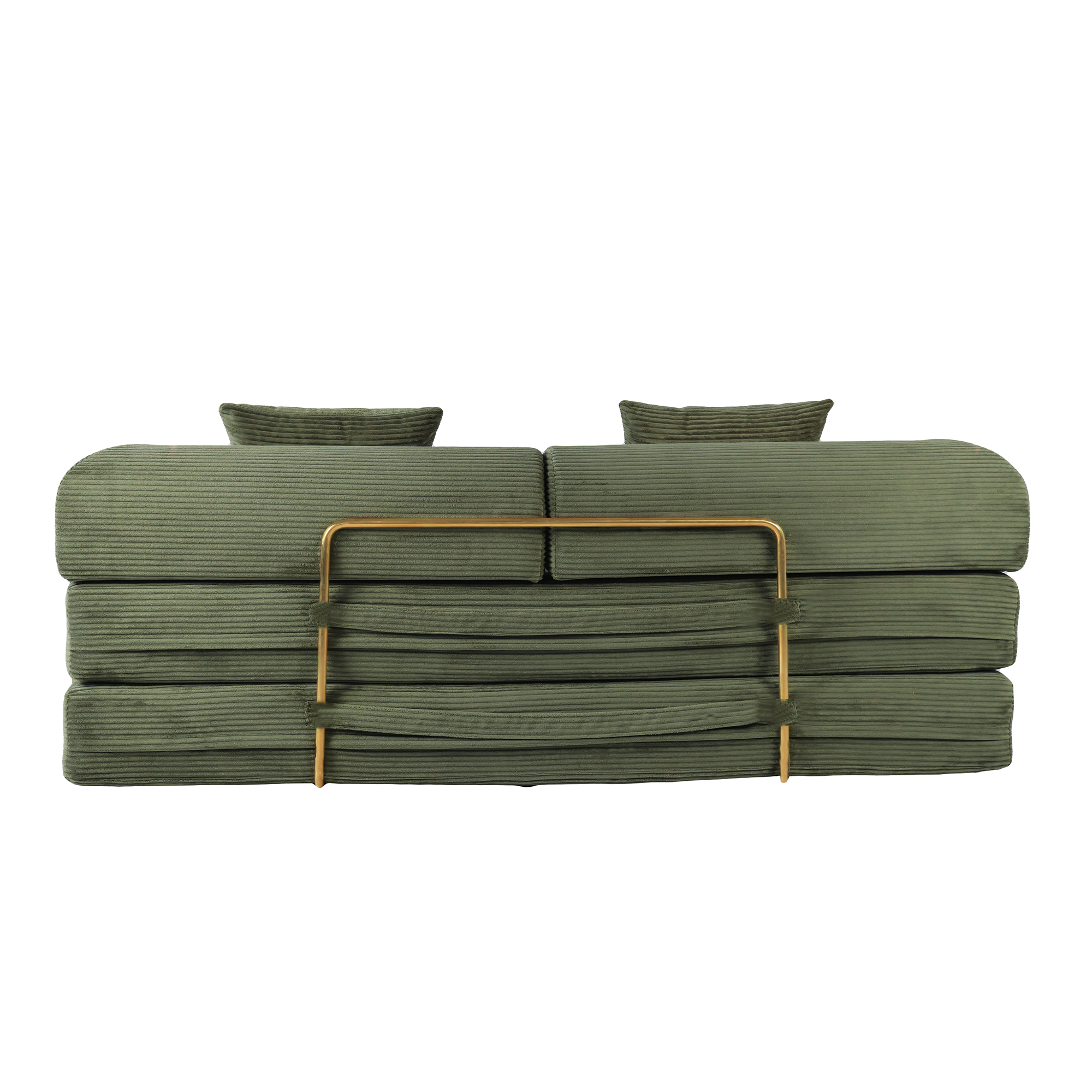 2-in-1 Foldable Sofa Bed 75 Inch Folding Couch Convertible Compressed Sleeper Sofabed Memory Foam Faux Fur Upholstered Cloud Couch Mattress Bed 2 Pillows Green