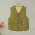 thumbnail image 2 of CUZIBR Women'S Coats, Jackets & Vests Quilted Vest Thickened Warm Sleeveless Button Down Jacket Solid Color V-Neck Casual Waistcoat With Pockets Fall Fashion Outfit,Dark Green,Xxl, 2 of 3