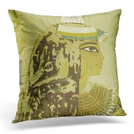 ARTJIA Mediterranean Ancient Egyptian Queen Headdress Vintage Sea Pillowcase Cushion Cover 18x18 inches