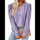 thumbnail image 3 of Blusas para Mujer, Elegantes, Informales, con Cuello en V, Larga, Blusas para Mujer con Mangas Abullonadas Púrpura L, 3 of 10