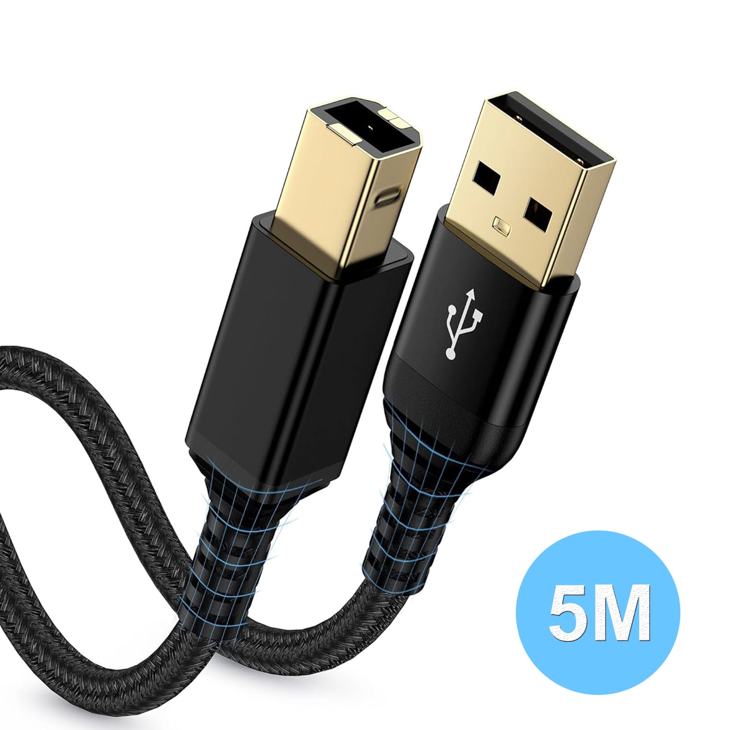 USB 2.0 Printer Cable 20 feet, USB Type A Male to B Male Scanner Cord High Speed for HP, Canon, Dell, Epson, Lexmark, Audio Interface, Midi Keyboard and More