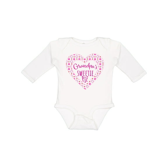 Inktastic Grandpa's Sweetie Pie with Pink Hearts Boys or Girls Long Sleeve Baby Bodysuit