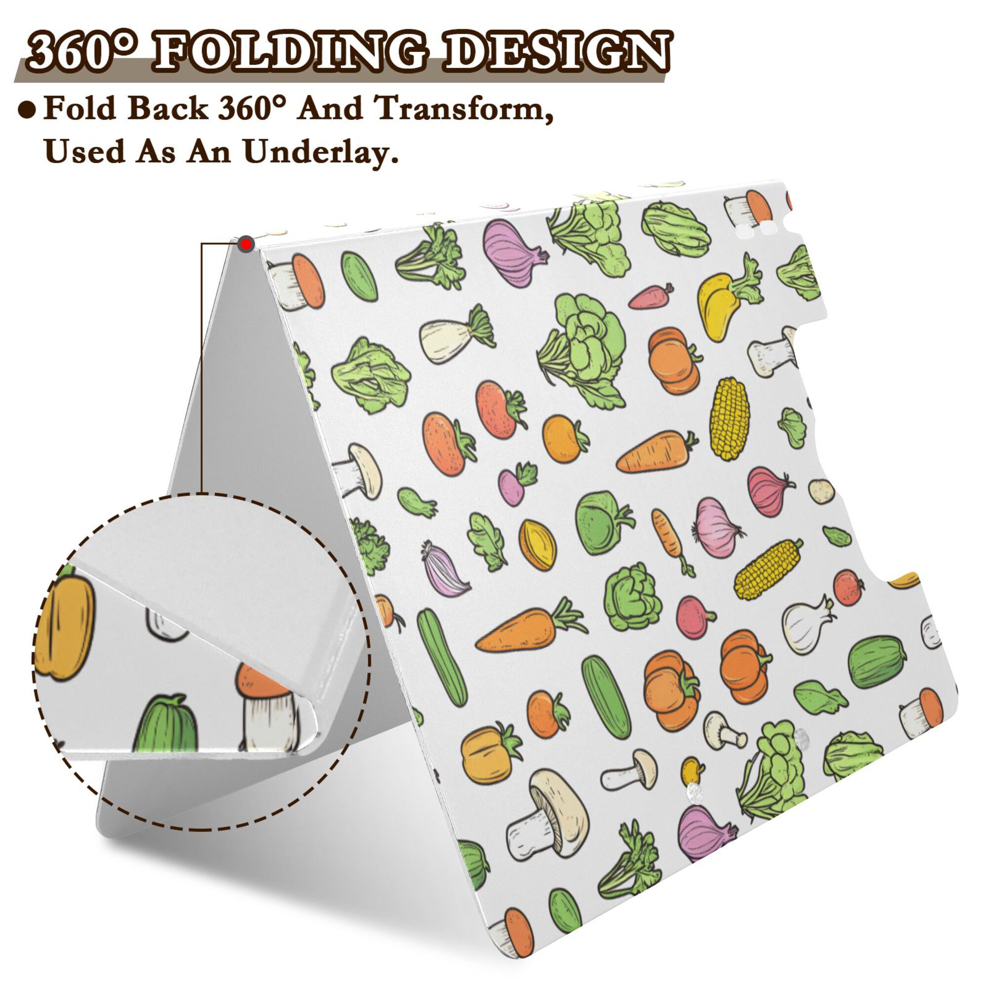 FORMRS A4 Clipboard Folder with Pen Holder Horizontal Foldable School Office Binder, Green Vegetables Pattern