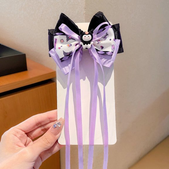 Anime Kuromi Hair Bow Clip Cartoon Bow Knot Barrette Hair clips Accessories for Women Girls