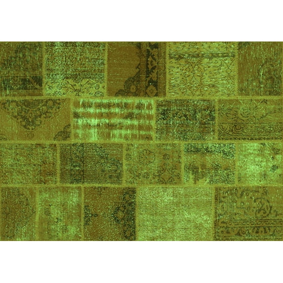 Ahgly Company Indoor Rectangle Patchwork Green Transitional Area Rugs, 8' x 10'