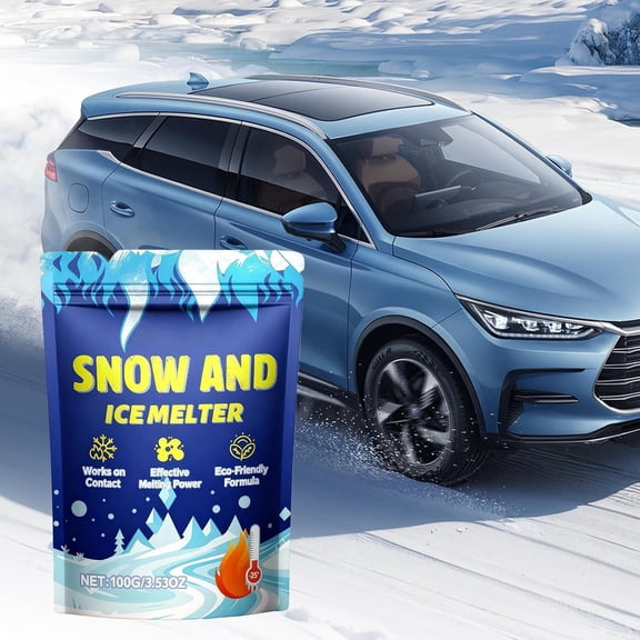 Pet Friendly Blue Snow Salt Ice Melt 100g/3.53oz Effective Melting Agent for Cars Windshields Outdoor Spaces Ice Snow Removal (3 Pcs)