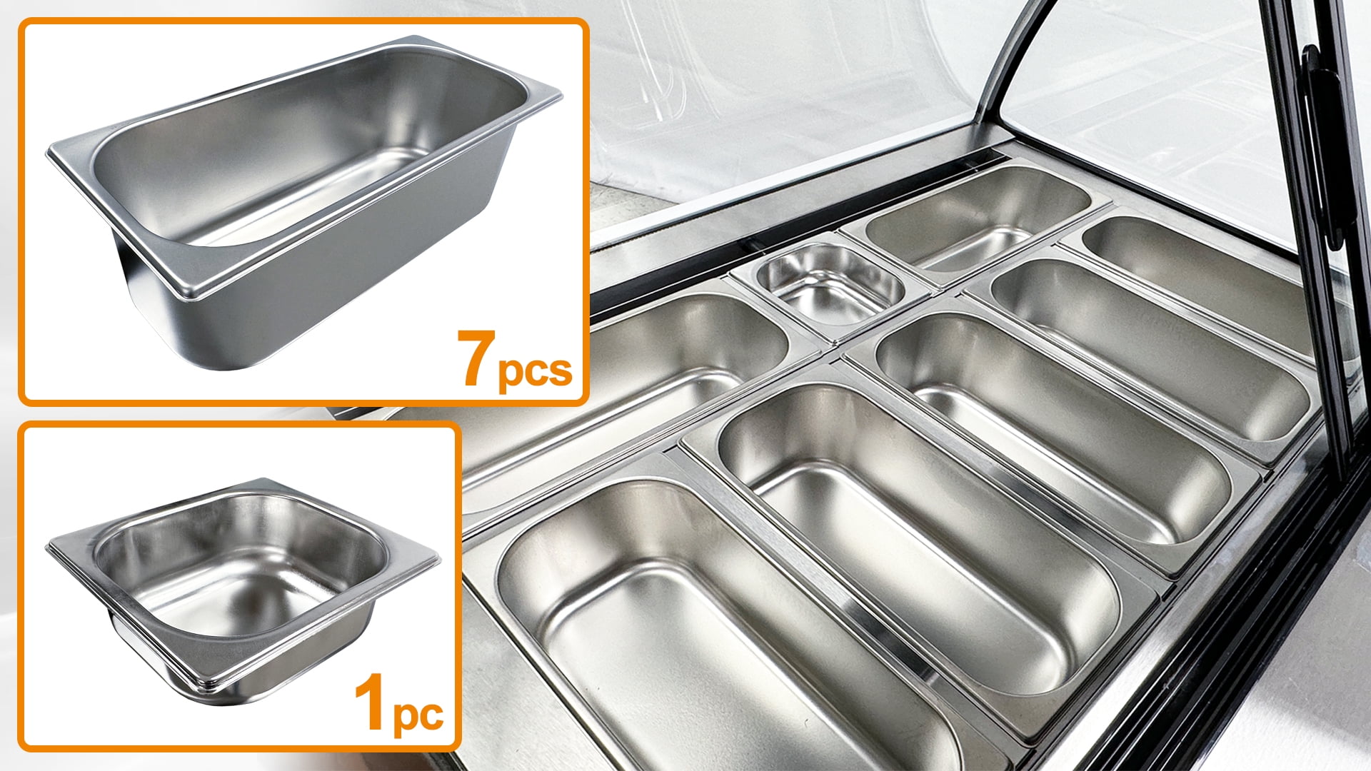 42 in. Commercial Deluxe Ice Cream Gelato 7 Pan Freezer NSF ETL Gelato Dipping Cabinet