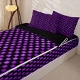 thumbnail image 3 of Erosebridal Dark Grid Pattern Zipper Full Size Comforter Sets with Fitted Sheet and 2 Pillowcases,Square Lattice Print Zipper Bedding Set,Purple Black,Black Reversible, 3 of 6