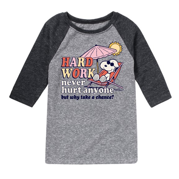 Peanuts - Hard Work - Toddler And Youth Raglan Graphic T-Shirt