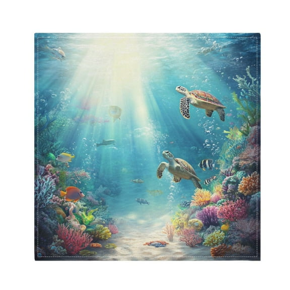 Satin Polyester Napkins - 20x20 InchSingle-Sided Printed Napkins, 1-Piece/4-Piece/6-Piece Set, DIY Personalized Table Setting，A Colorful Corals