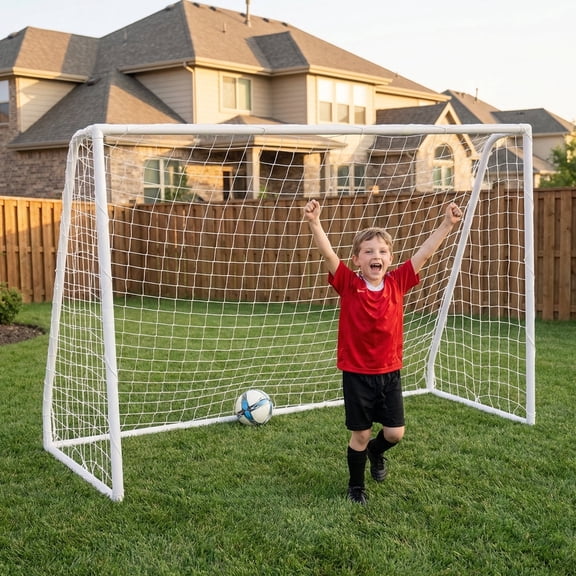 45M Professional White PVC Tube Plastic Soccer Goal Net, Outdoor Sports Equipment Football Goal for Teams and Backyard Games
