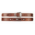thumbnail image 2 of Womens Faded Brown Leather Belt Metal Studs and Star Cut Out Western Buckle, 2 of 2