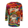 thumbnail image 5 of AGWOLF Ugly Christmas Sweatshirts for Women 3D Digital Santa Claus Plus Size Pullover Crew Neck 3/4 Sleeve Xmas Tops Funny Holiday Festival Shirts, 5 of 5