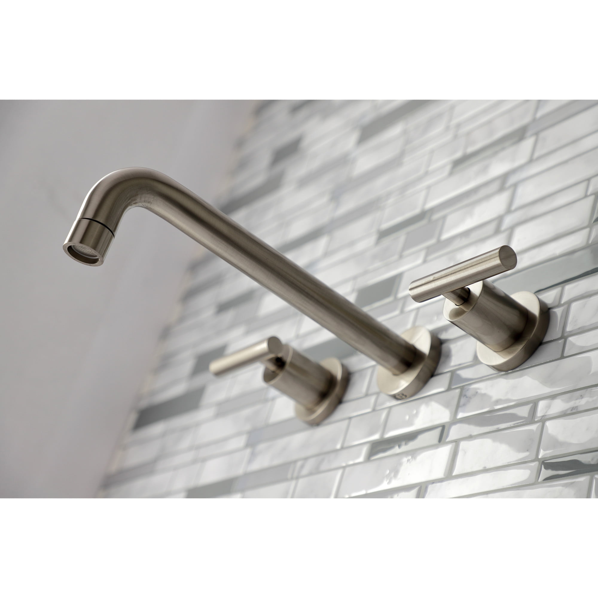 Kingston Brass KS8028CML Manhattan Two-Handle Wall Mount Roman Tub Faucet, Brushed Nickel