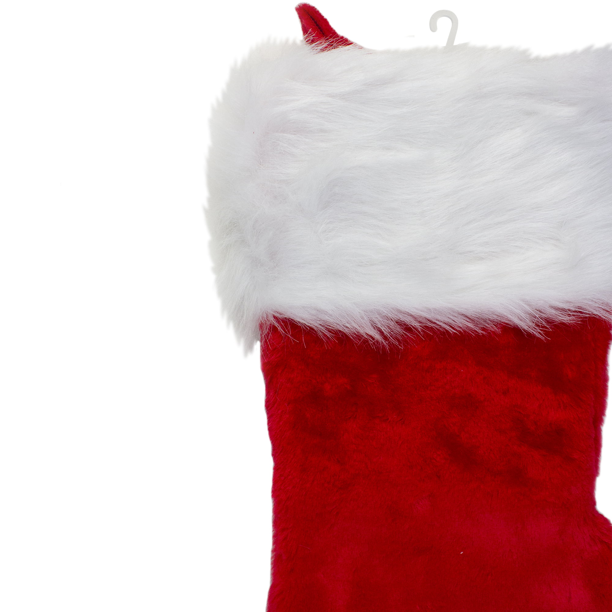 SARO LIFESTYLE Saint Nicholas Collection Sherpa Cuff Trimmed Christmas Stocking Red Red 